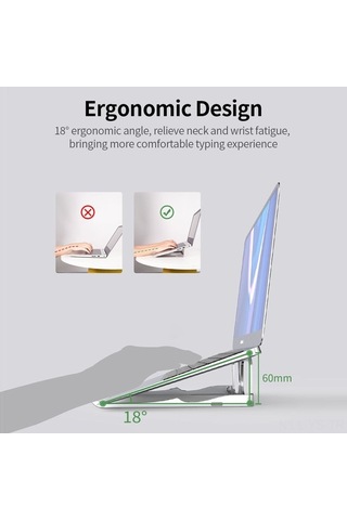 Yunboo Taşınabilir Katlanabilir Alüminyum Dizüstü Bilgisayar Standı - Kaymaz Silikon Pedli Standlı Standlı