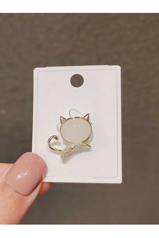 Olfil Mini Broş Kedi Yavrusu Kitten Kedi 193965798 Altın Rengi