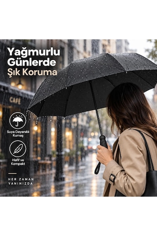Sena Ticaret Mini Kapsül Şemsiye - Uv Korumalı Portatif Katlanır Siyah