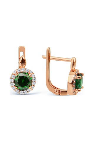 Argentum Concept 925 Ayar Gümüş Yeşil Taşlı Rose Küpe - 12024301