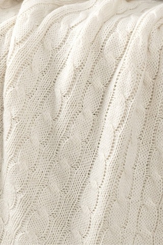 Ponponlu Triko Örme Tv Battaniyesi Koltuk & Omuz Şalı & Diz Battaniyesi 130x170cm - Krem Krem