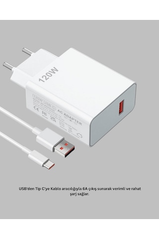 Cosmotex 120 Watt Güçlü Hızlı Şarj Adaptörü Huawei P30 P40 Mate 20 Pro Uyumlu