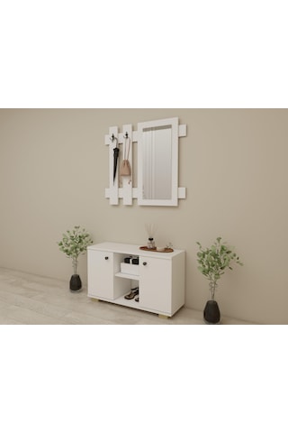 Sarissa Ayakkanbı Dolabı/askılık/antre Dolap-beyaz Beyaz