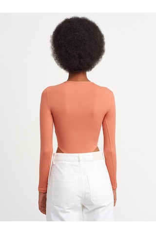 Dilvin 3664 Kadın Gül Pembe Bodysuit-11845 Gül Pembe