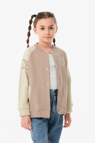 Fullamoda Baskılı Dik Yaka Kız Çocuk Kolej Ceket 24mcck7376200274-camel 24MCCK7376200274-Camel