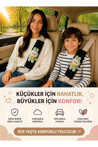 Labubu Yeşil Emniyet Kemeri Aksesuarı - Emniyet Kemeri Kılıfı-araç Emniyet Kemeri Omuz Koruyucu 1 Adet
