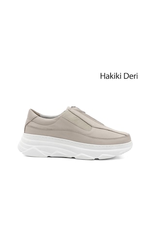Gönderi(R) Gönderi R Bej Antik Fermuarlı Dolgu Taban Hakiki Deri Sneaker Bej