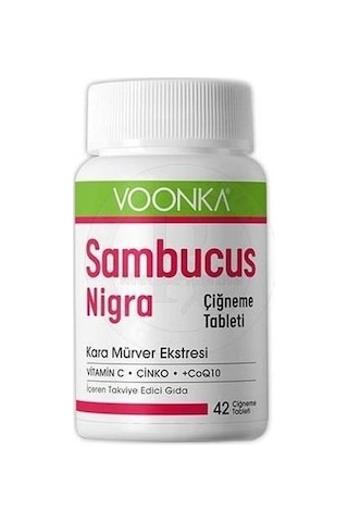 Voonka Sambucus Nigra Kara Mürver 42 Çiğneme Tableti Voonka Sambucus Nigra Kara Mürver 42 Çiğneme Tableti
