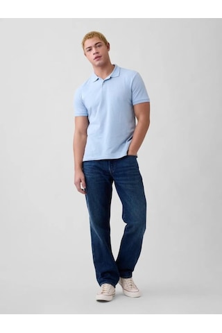 Gap Logo Piqué Polo Yaka T-shirt Erkek Mavi T-shirt Polo Yaka Tişört-14303
