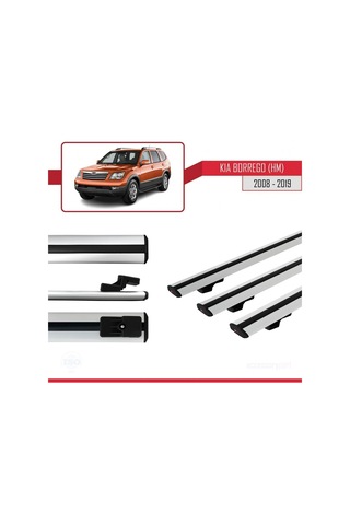 Kia Borrego Hm 2008-2019 Arası İle Uyumlu Basic Model Ara Atkı Tavan Barı Gri 3 Adet