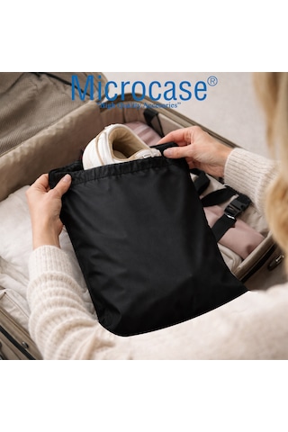 Microcase Su Geçirmez İpli Ayakkabı Eşya Düzenleyici Seyahat Çantası Hurç 44,5x34 Cm 5 Adet Al5504 Siyah