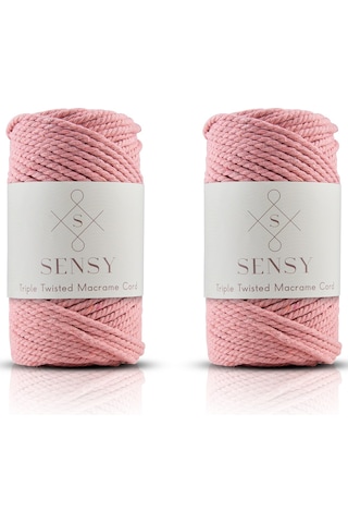 Sensy Premium 3 Büküm Makrome Ipi 3mm Üç Büküm Taranabilir Makrome Halat Ip 2li Set 500 Gr Somon
