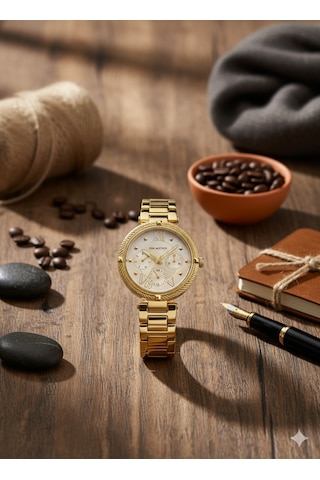 For Motion Kadın Kol Saati Altın Renk, Beyaz Kadran - Fm.13114fm.02, 2 Yıl Garantili Altın