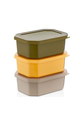 Moncase Dikdörtgen Saklama Kabı 3'lü Set Renkli