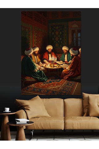 Osmanlı Meclisi Ve Kahve Sohbeti Dekoratif Kanvas - Mdf Ahşap Tablo