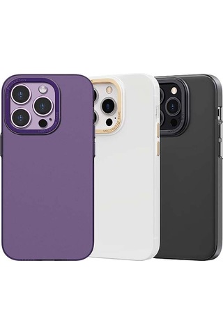 Apple Uyumlu iPhone 14 Kılıf Metal Kamera Çerçeveli Recci Glaze Serisi Kapak Siyah