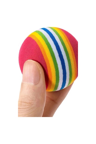 Pribor 3lü Gökkuşağı Sünger Kedi Köpek Çiğneme Oyun Topu Diş Çıkarma Kedi Oyuncağı