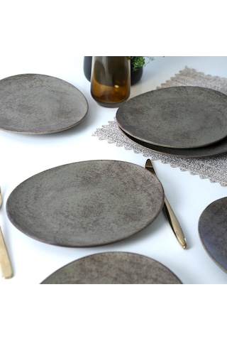 Keramika Mat Toprak Stella Pasta Tabağı 23 Cm 6 Adet 20572 Kahverengi