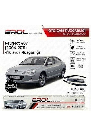 Peugeot 407 2004-2011 4'lü Sedan Mugen Cam Rüzgarlığı Siyah