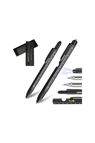 Doldurucular Erkekler İçin Hediyeler 9'u 1 Arada Çok Amaçlı Kalem Seti Siyah Siyah