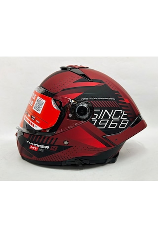 Şeffaf Güneş Vizörlü + Mt Thunder 4sv Luminence D5 Kapalı Kask Mat Kırmızı - Siyah