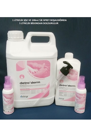 Detrox Detro Derm El Dezenfektanı Set Bidon 5 L + 1 L Pompalı + 2 x 100 ML