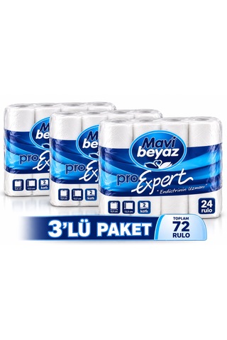Mavi Beyaz Ev Tipi Tuvalet Kağıdı 3x24 Lü 180 Yaprak