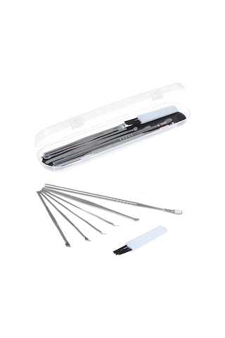 6 Parça Paslanmaz Çelik Kulak Balmumu Toplayıcı Çıkarıcı Temizleyici Bakımı Çubuk Seti