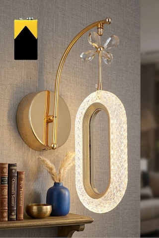 Ciela Model Gold Kaplama Oturma Yatak Mutfak Çocuk Odası Duvar Led Pilli Aplik Altın