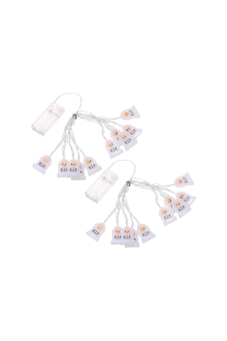 Hfambition Halloween Dekorasyon Işıkları: Beyaz Mezar Figürlü 2m 10led Işık Zinciri, 2 Adet Paket, Ev Ambiyansını Canlandıran Bataklık Işıkları