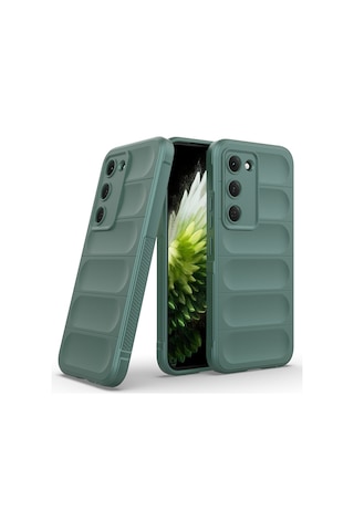 Tecno Spark 40 Pro Kılıf Kamera Korumalı Esnek Silikon Parmak Şeritli Subutu Koyu Yeşil
