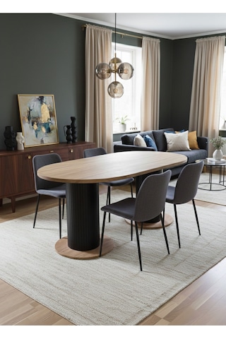 Oslo 180x90x74cm 36mm Kalın Kenarlı Oval Beyaz Sütunlu Yemek Masası Sandalye Yok Sadece Masadır Çok Renkli