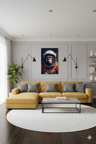 Astronot Maymun Uzay Macerası Futuristik Monkey Astronaut Concept Cam Tablo