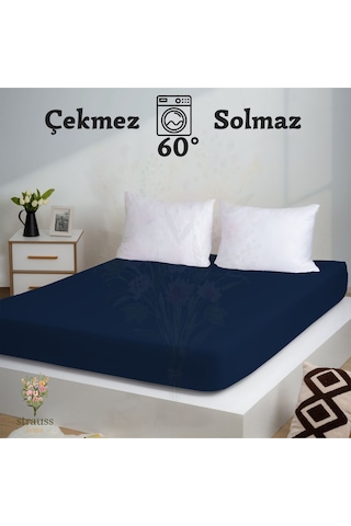 Home Premium Lastikli Çarşaf Yüksek Yataklara Özel 40cm Yükseklik Penye %100 Pamuk 150gr/m2 Oeko Tex Navy