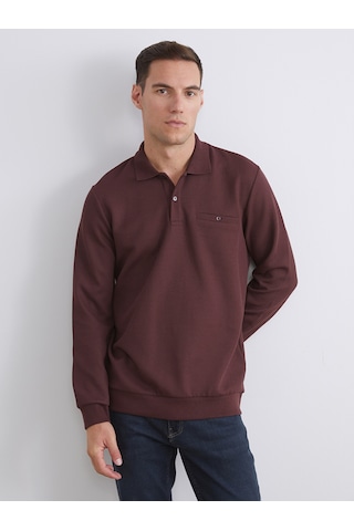 Lcwaıkıkı Classic Bordo Polo Yaka Uzun Kollu Erkek Sweatshirt