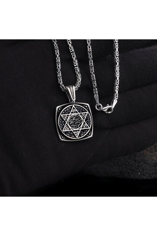 Tesbihsepetim 925 Ayar Gümüş Kral Zincirli Hz Süleyman Model Kolye