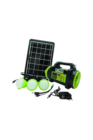 Şarjlı 30 W Solar Şarjlı Ev Aydınlatma Seti Radyo Ve Fan Powebank Ws-5683 Evimdeyokyok