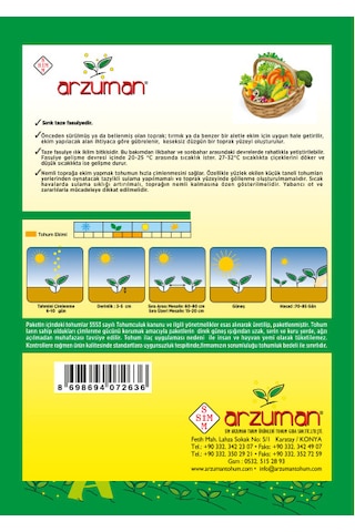 Arzuman Geniş Sırık Fasulye Tohumu 50 Gr