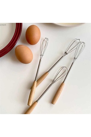 Yuntech01 Ahşap Saplı Paslanmaz Çelik Mini Çırpıcı - 20.5 Cm, Evde Pastane Kalitesi Karışımlar İçin Diğer