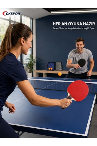 Ckspor 2 Li Masa Tenisi Raketi Seti 3 Top Ve Fermuarlı Taşıma Çantalı Ping Pong Seti