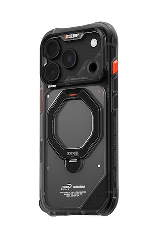 Apple iPhone 18 Pro Uyumlu Kılıf M-safe Şarj Özellikli Standlı Skinarma Saturn Kapak Siyah