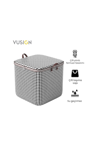 Vusıgn Fermuarlı Kapitone Depolama Hurcu 110l - 50x45x50 Cm Kaz Ayağı Desenli Çok Amaçlı Saklama Çantası Kazayağı