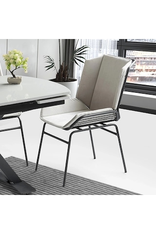 Ynca Metal Ayaklı Kumaş Salon Balkon Ve Mutfak Sandalyesi 4 Adet Krem