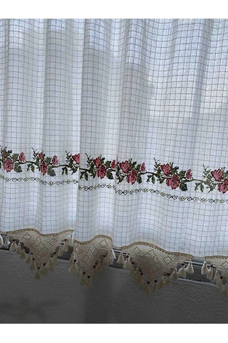 Kanaviçeli Bodrum Otantik Buldan Kanaviçe El Dantelli Kanaviçeli Bordo