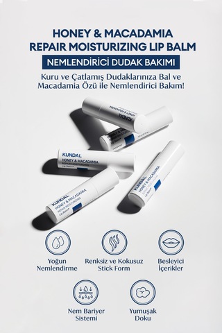 Bal Özlü Yoğun Nemlendirici Dudak Balmı Kundal Honey & Macadamia Repair Moisturizing Lip Balm
