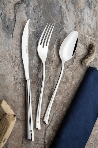 Accura 84 Parça 12 Kişilik Lüks Kutulu Çatal Kaşık Bıçak Seti Gümüş