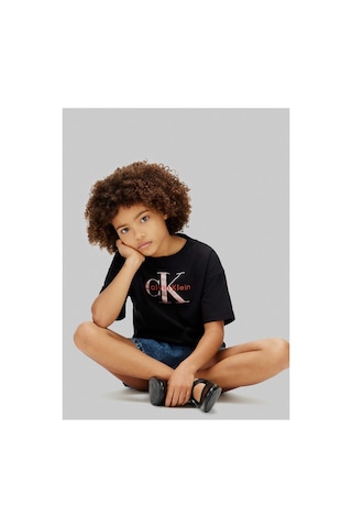 Calvin Klein Siyah Kız Çocuk Baskılı T-shirt Lvcksja20gbeh-16308