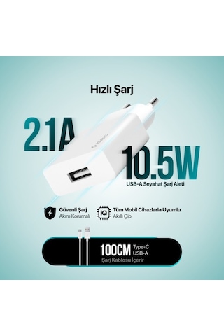 Ttec 2.1A Seyahat Şarj Aleti + Micro Usb Kablo