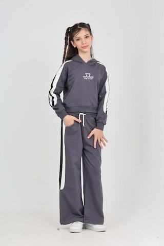 Toontoy Kız Çocuk Fiyonk Nakışlı Eşofman Takım Füme