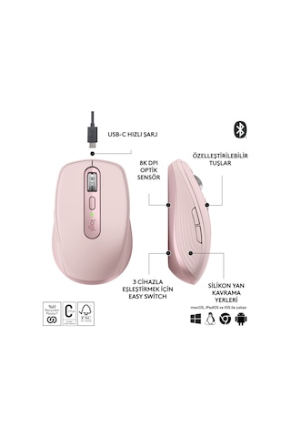 Logitech MX Anywhere 3S Kompakt Kablosuz Optik Mouse
